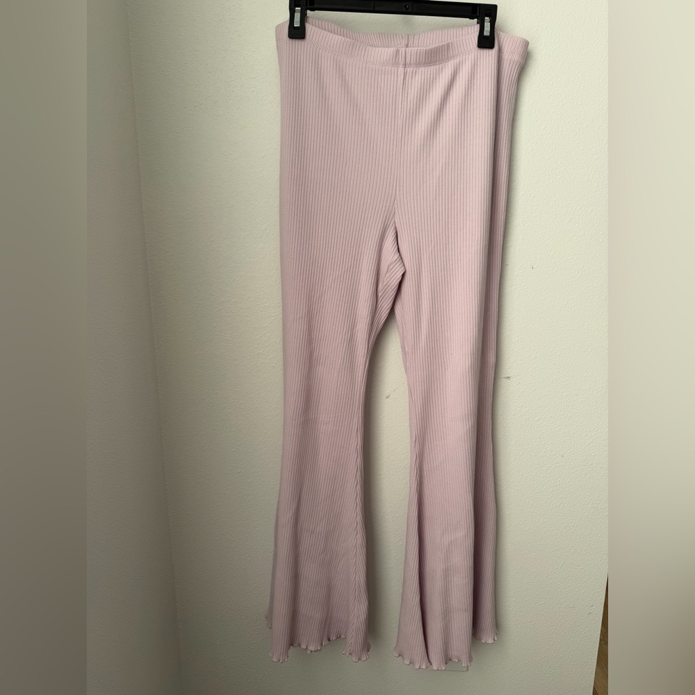 Aerie Ribbed Flared Leggings in Dusty Pink/Lavender Size XL